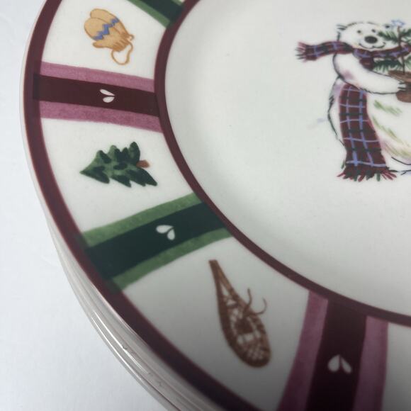 Pfaltzgraff Winter Holiday Snow Bear Salad/Dessert Plate Set of 4 8 1/4 in - Picture 5 of 6